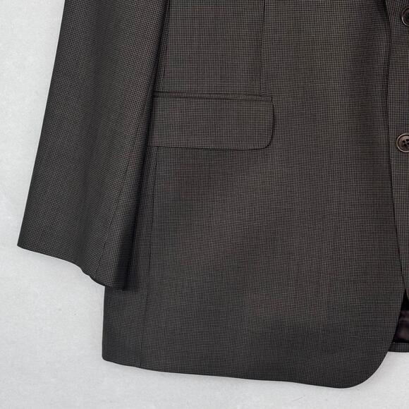 NWT Brooks Brothers Stretch Wool Brown Check Pattern Suit Jacket Size 45L $239 - Picture 4 of 9